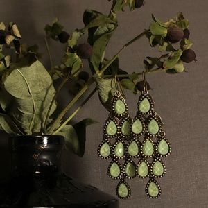 NWOT copper + green CHANDELIER EARRINGS